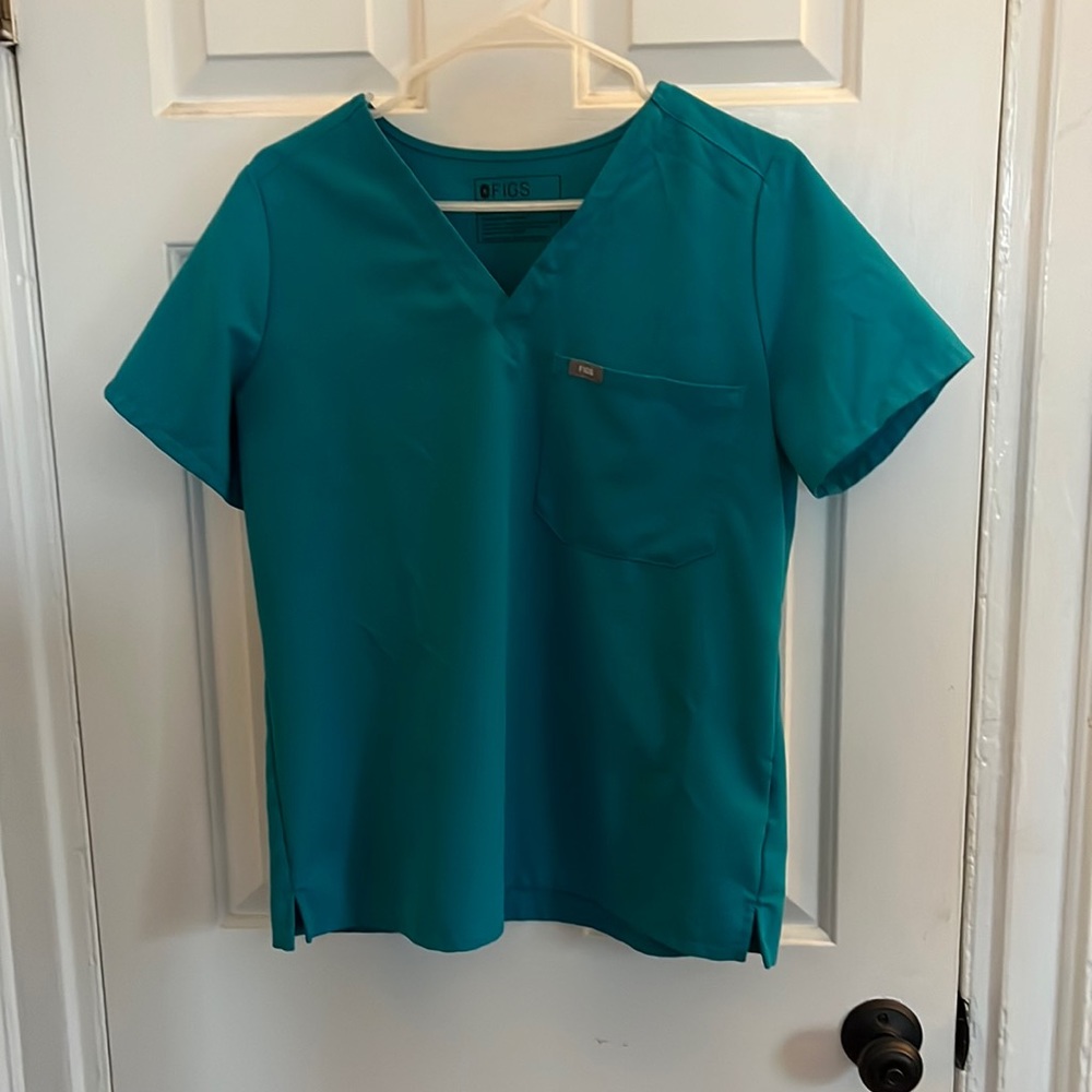 Teal one pocket Figs Top